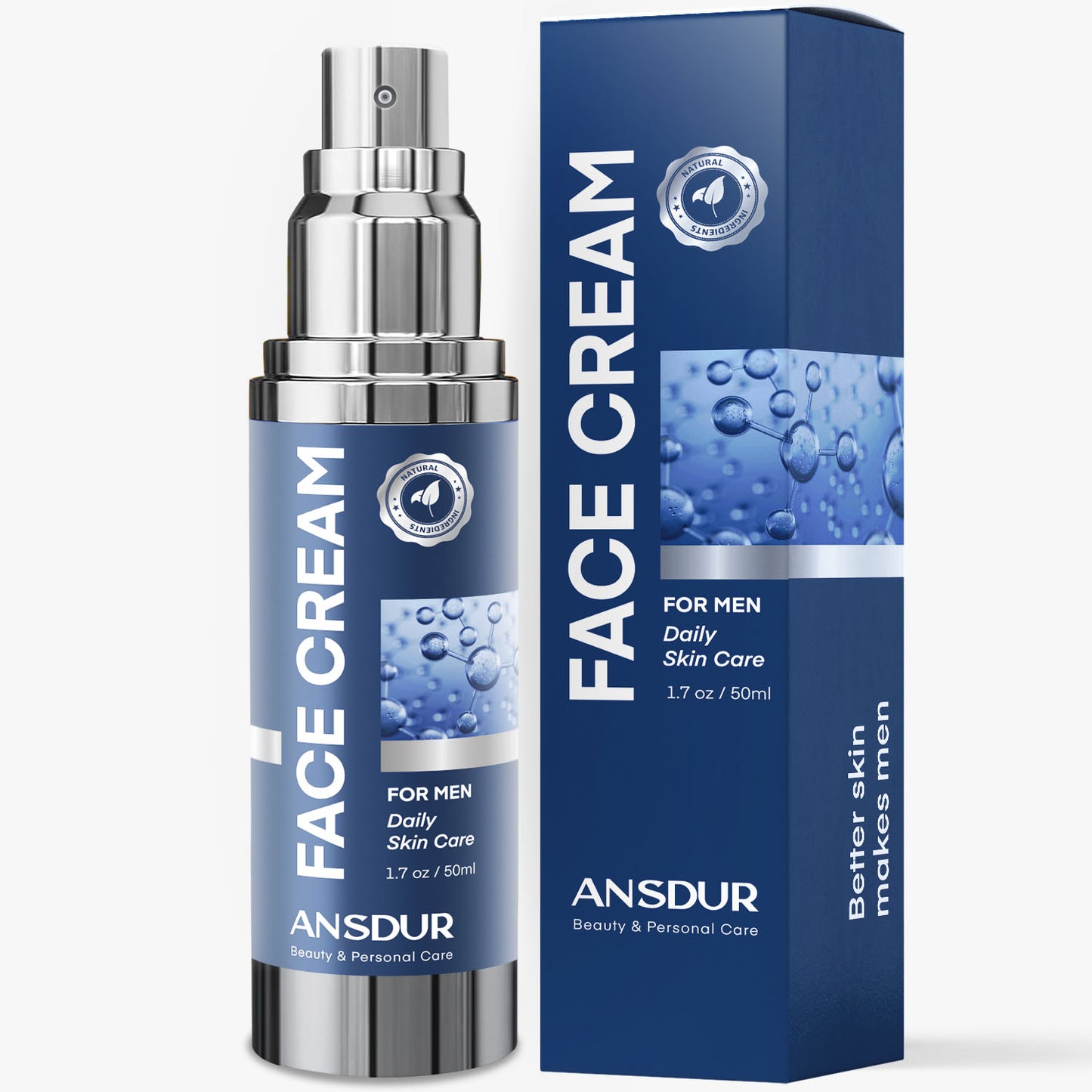 ANSDUR 6 in 1 Mens Face Moisturizer: Face Cream for Men Mens Face Moisturizer - Eye bags Treatment Anti Aging Face Lotion - After Shave Lotion for Men Advanced Formula 1.7oz